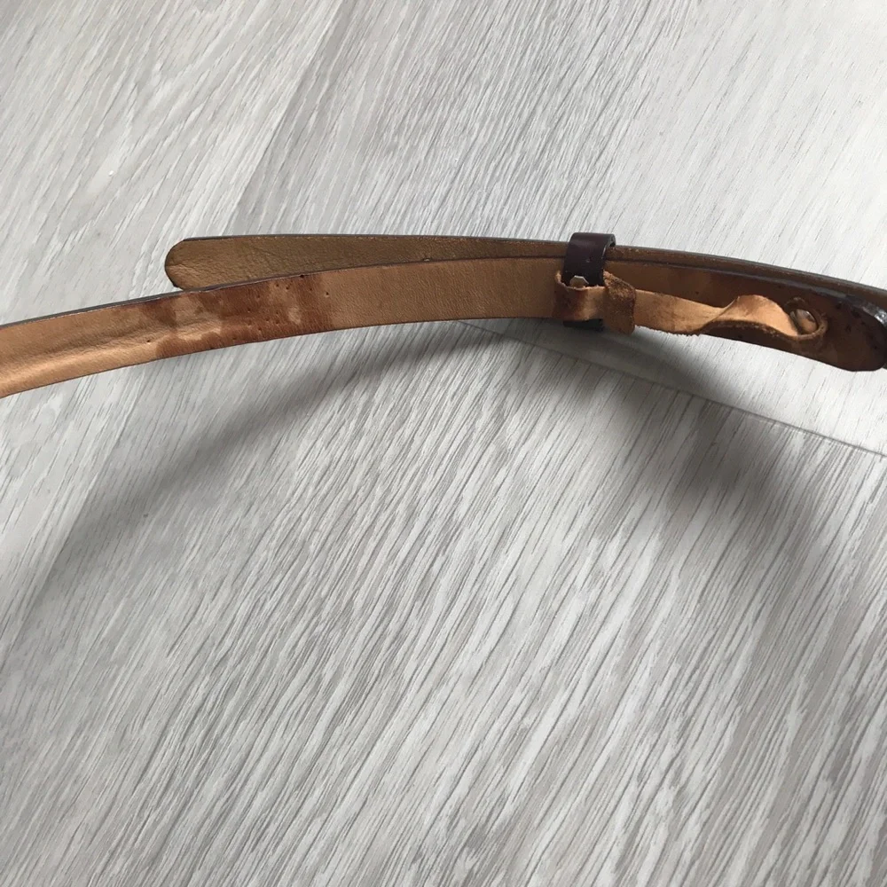 CK CALVIN KLEIN LEATHER SKINNY BROWN COATED BELT WOMENS XS